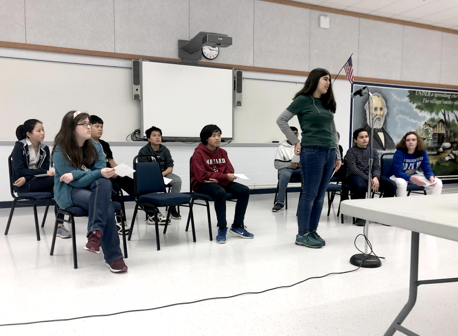 Longfellows top 11 spellers faced off to see who could make it to the next level.