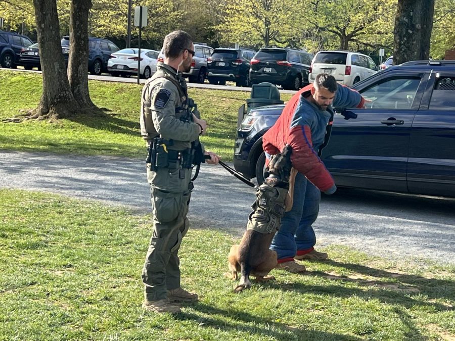 A highlight of the career day was the K-9 unit who demonstrated how their police dogs work in the field.