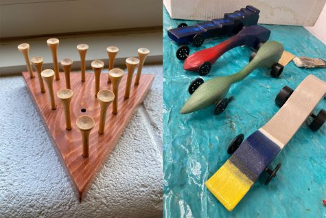 The peg game and CO2 cars are two of the projects completed in the Engineering class.